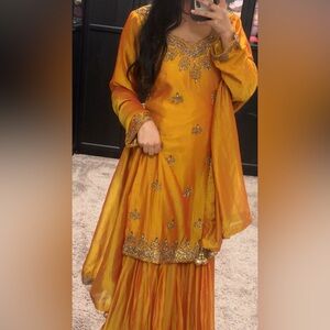 Vibrant Orange Embellished Dress